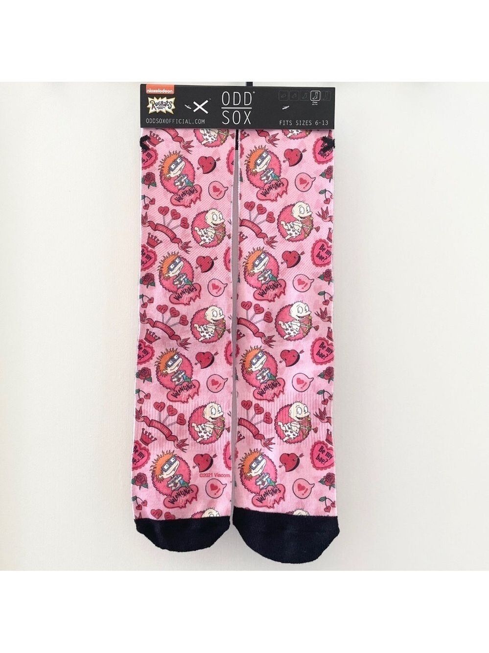 Odd Sox Rugrats Valentines Hearts Pink Crew Socks Men's 6-13 NWT